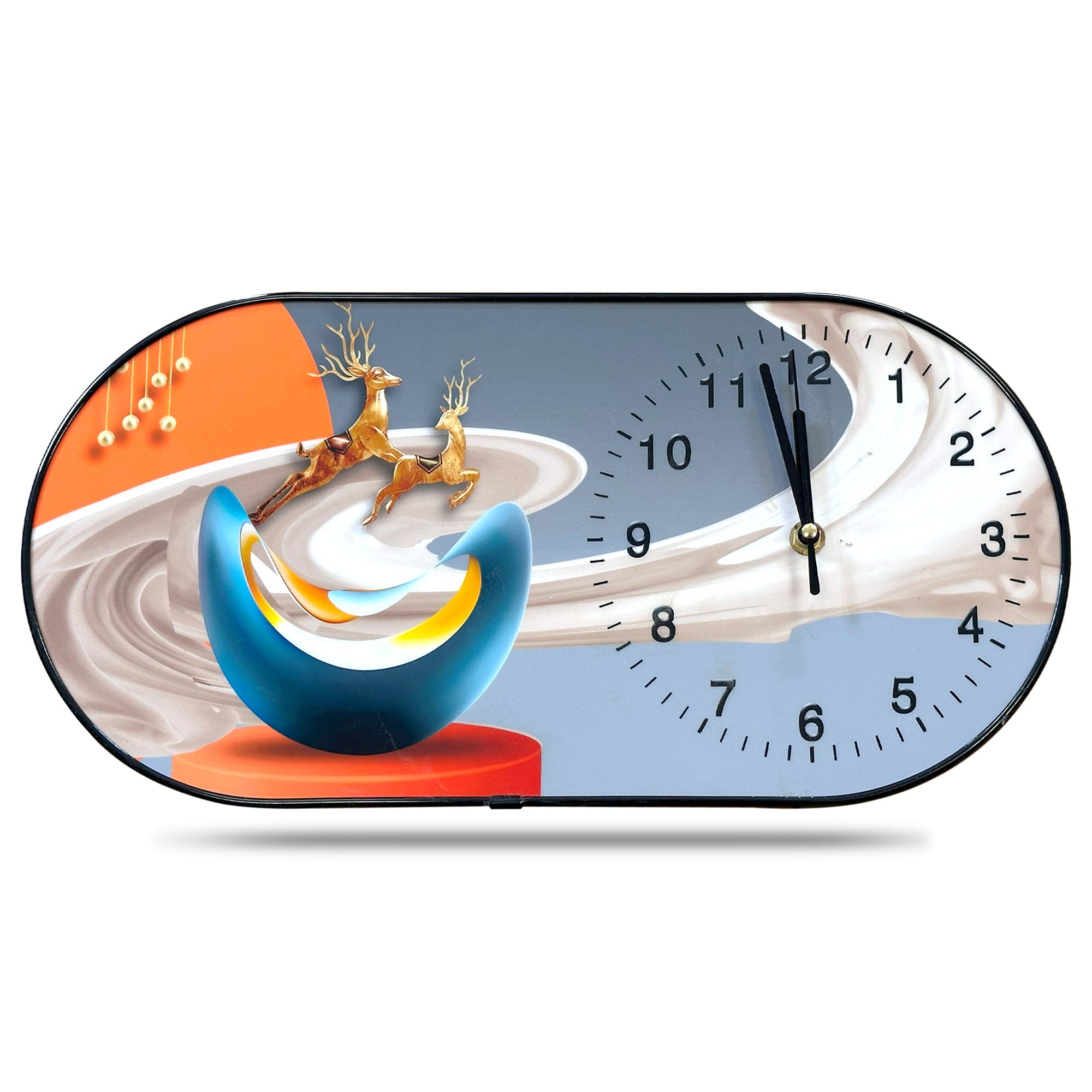 Oval Decorative Painted Crystal Porcelain Painting Wall Clock ~5479