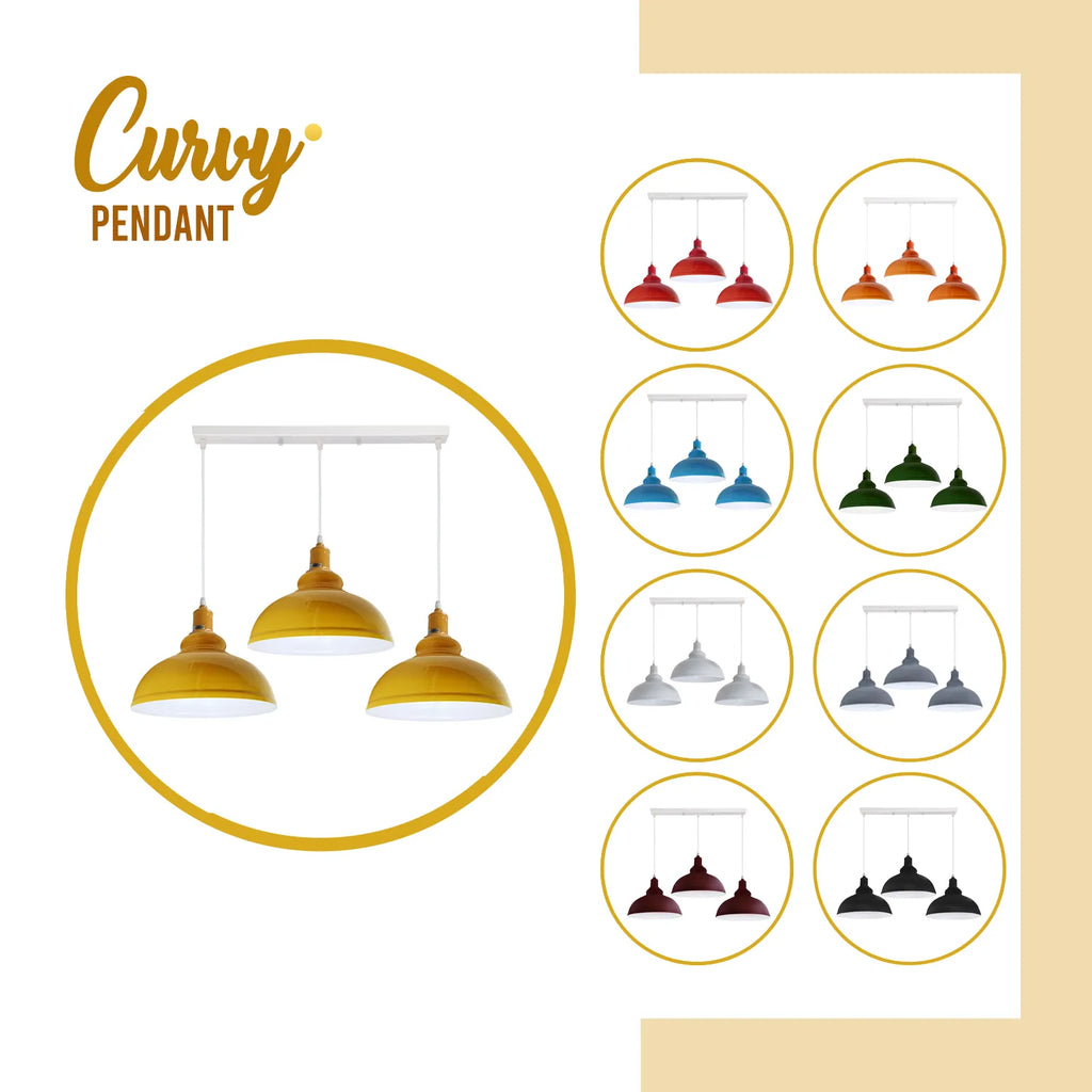 3 Way Vintage Ceiling Curvy Hanging E27 Pendant Light Fixture~4299