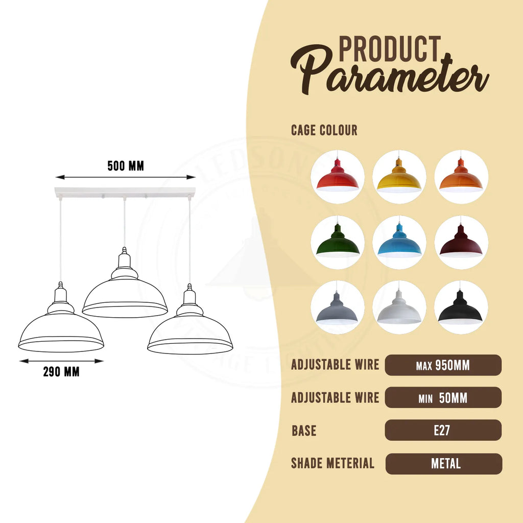 3 Way Vintage Ceiling Curvy Hanging E27 Pendant Light Fixture~4299