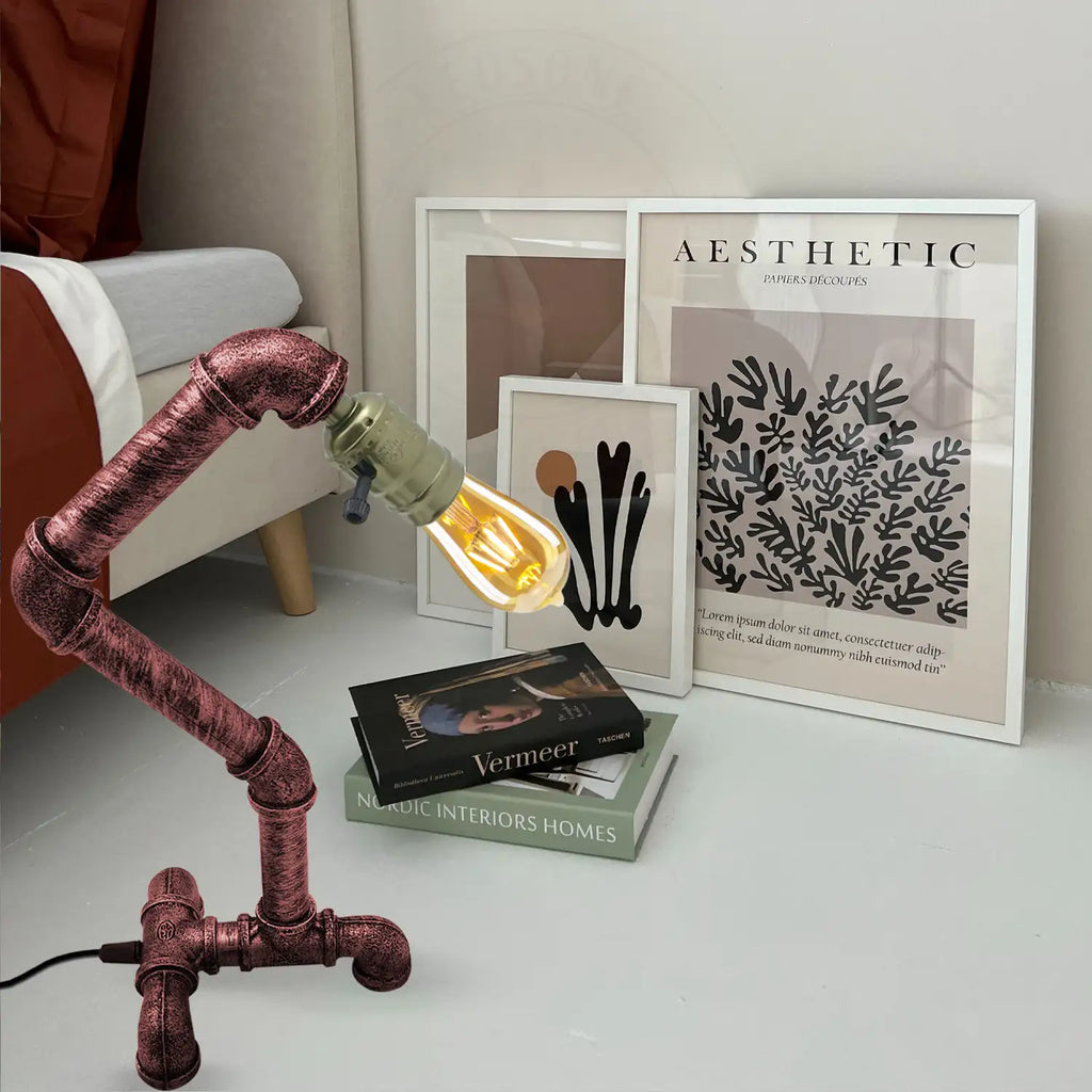 Water Pipe Steampunk Table Lamp with Switch~3378
