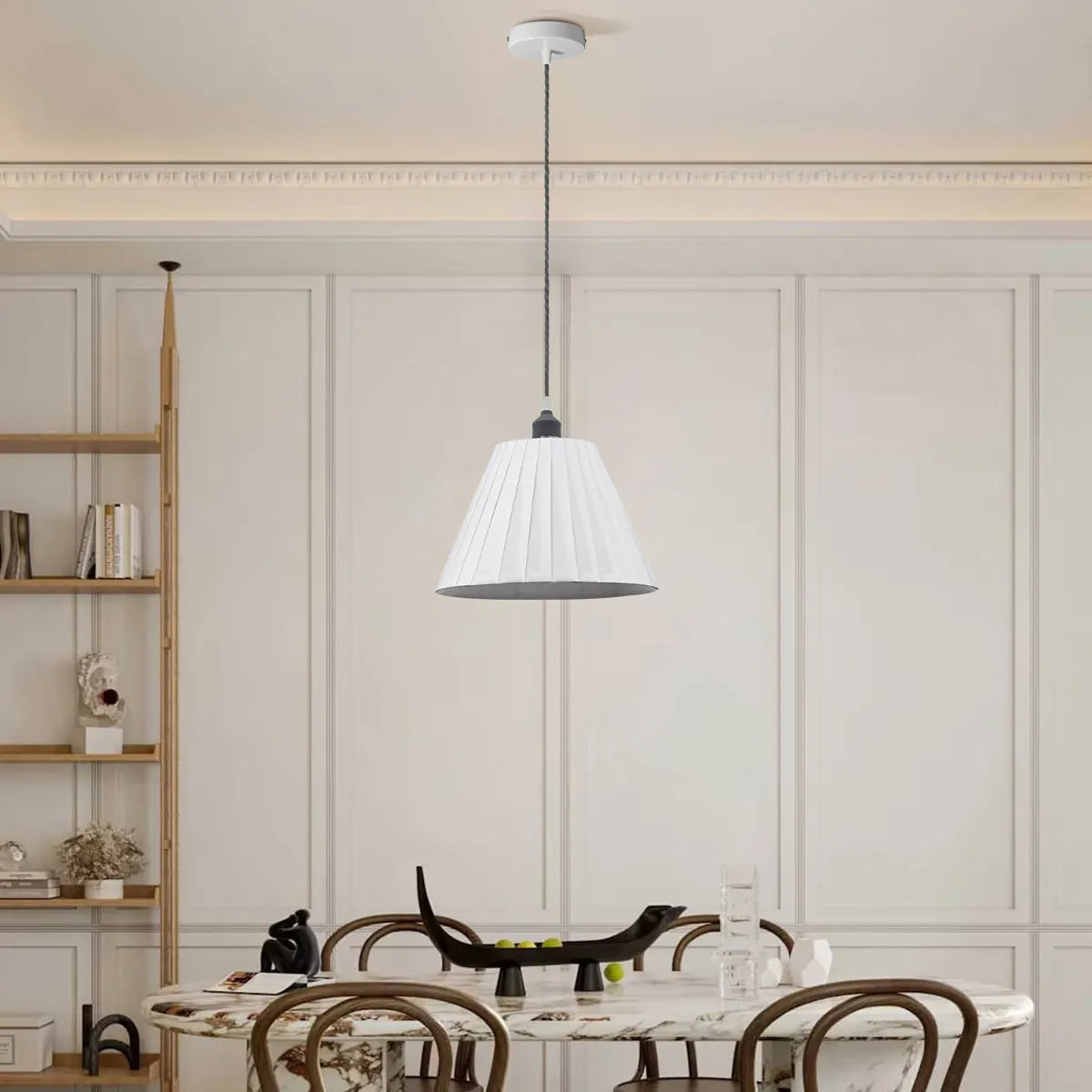 Contemporary Modern Pendant Light With Metal Fabric White Lampshade~5095