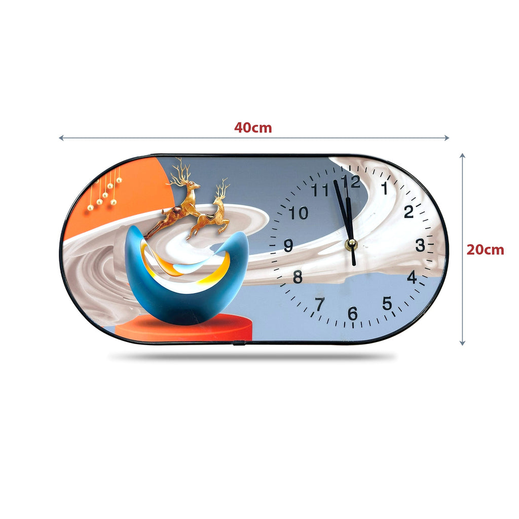 Oval Decorative Painted Crystal Porcelain Painting Wall Clock ~5479