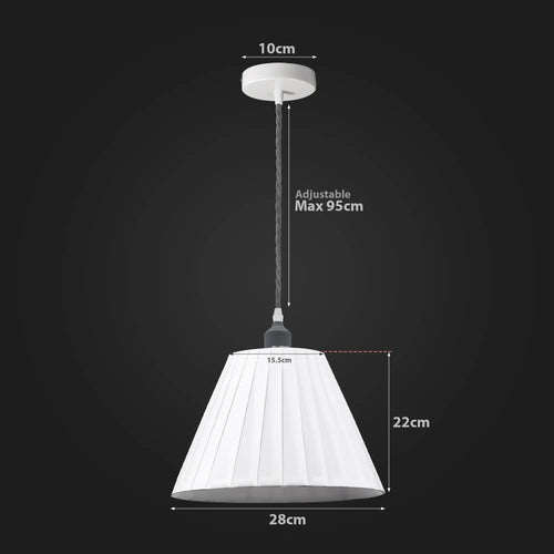 Contemporary Modern Pendant Light With Metal Fabric White Lampshade~5095
