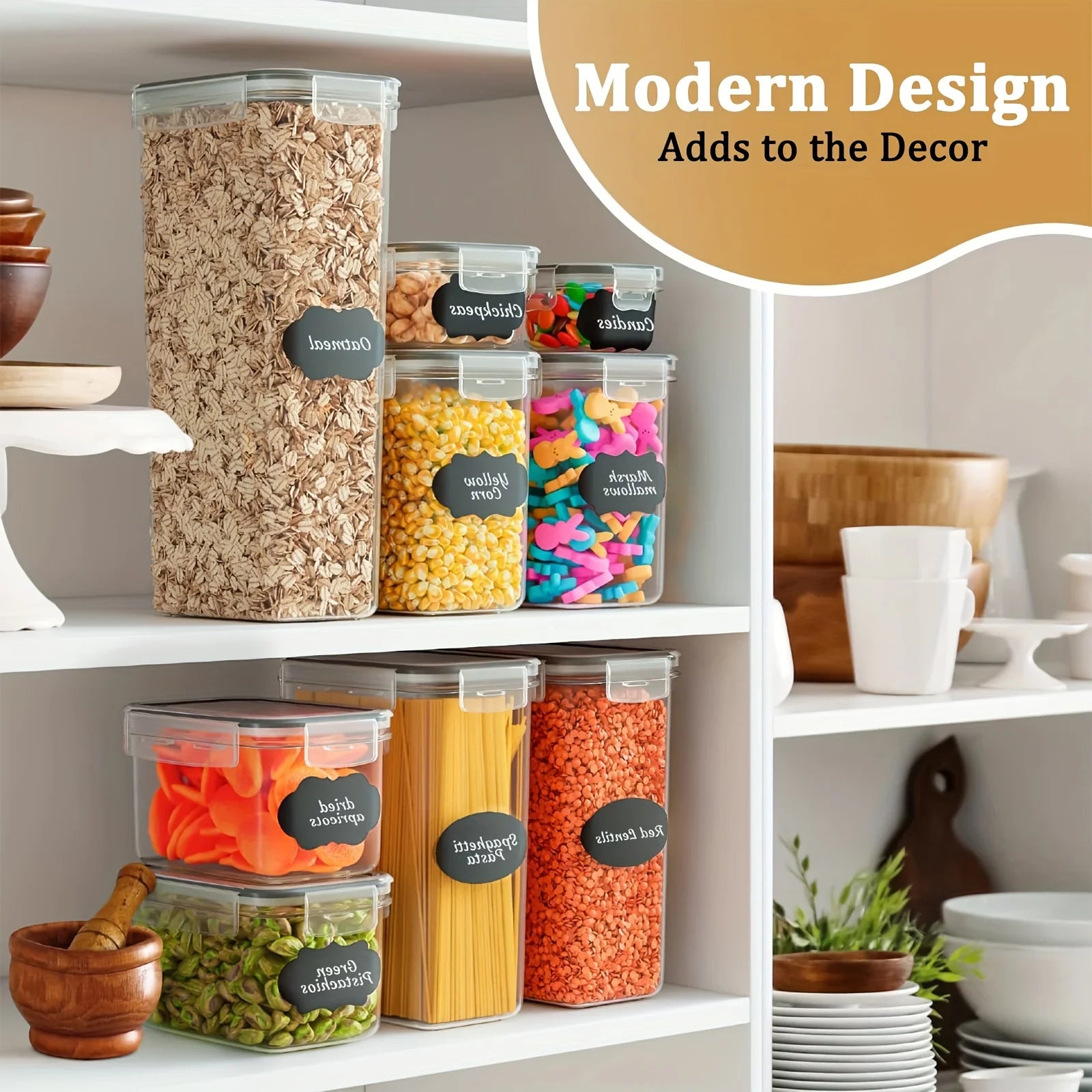 Kitchen 7pcs Food Containers Set BPA Free Plastic Airtight Storage Box With 10stickers and Pen